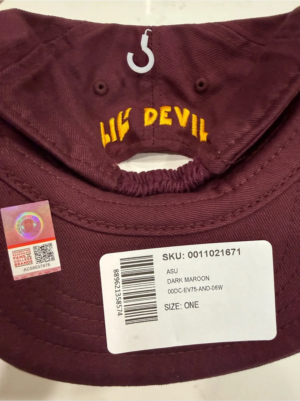Maroon Infant ASU Arizona State University Baseball Cap Hat with Gold Trident